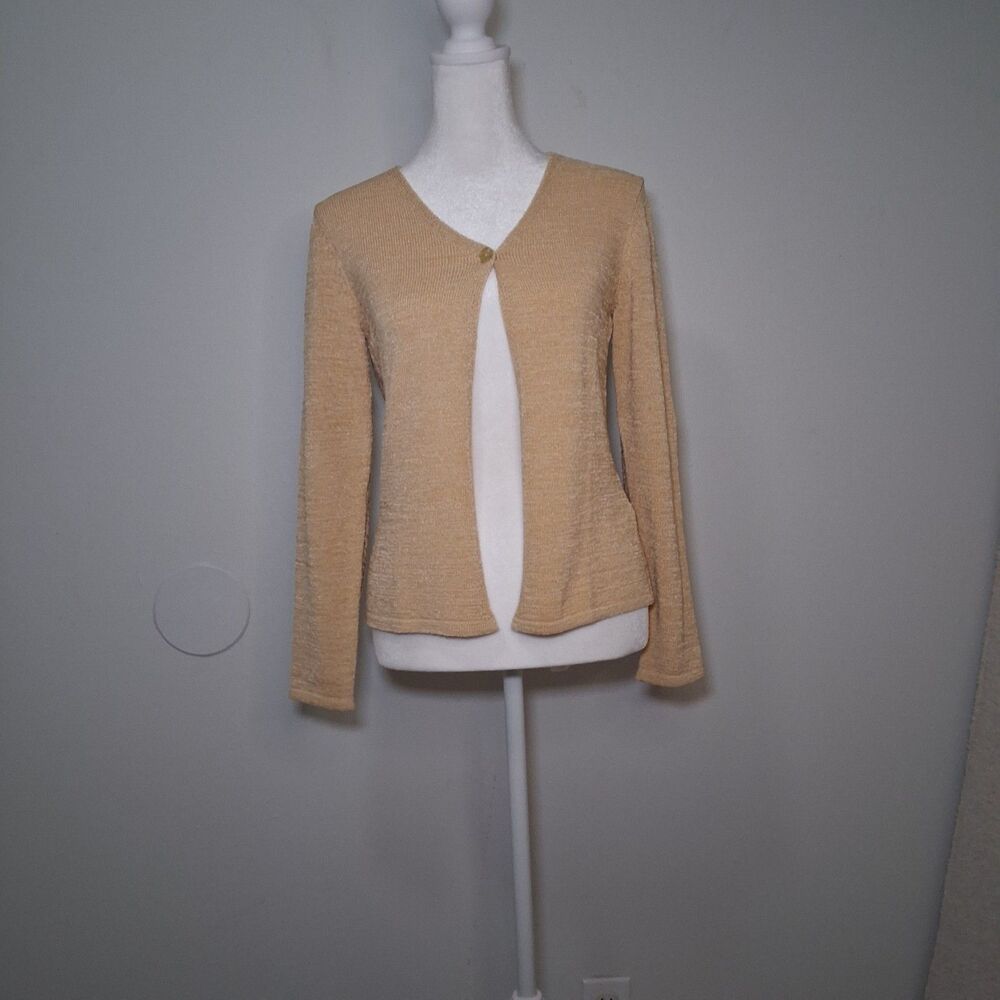 VTG Made In Italy Talbots Sz P Cardigan Sweater Minimalist Neutral Staple Basic